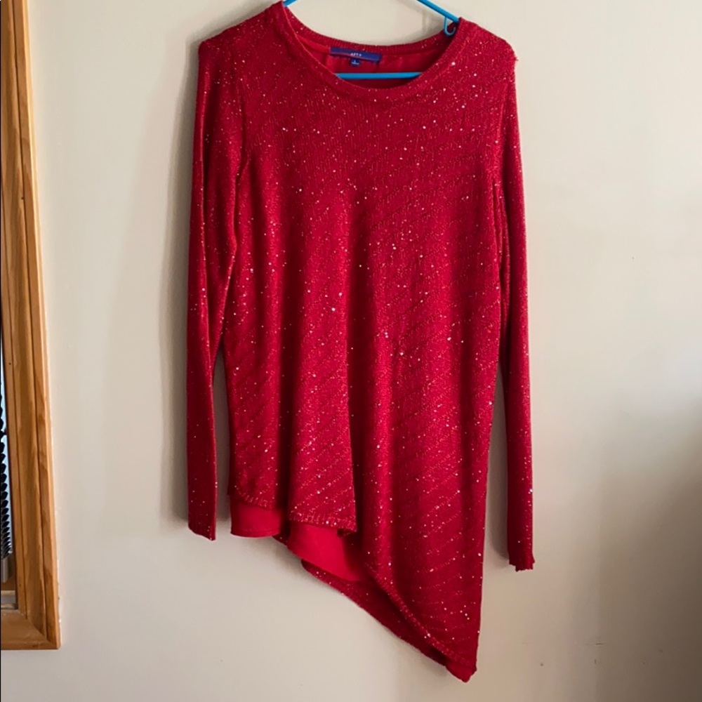 Apt. 9 Red Asymmetrical lined Sweater